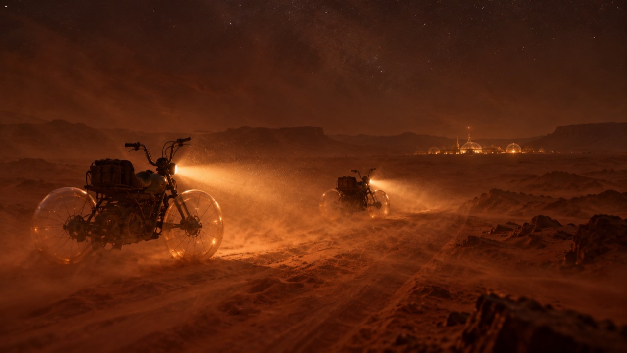 The desert road at night