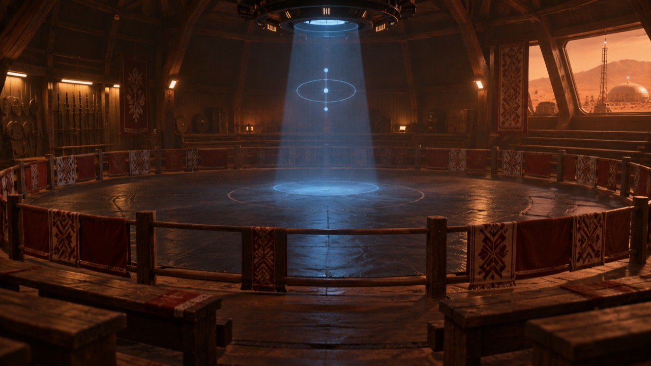 The fencing gym — the holographic arena