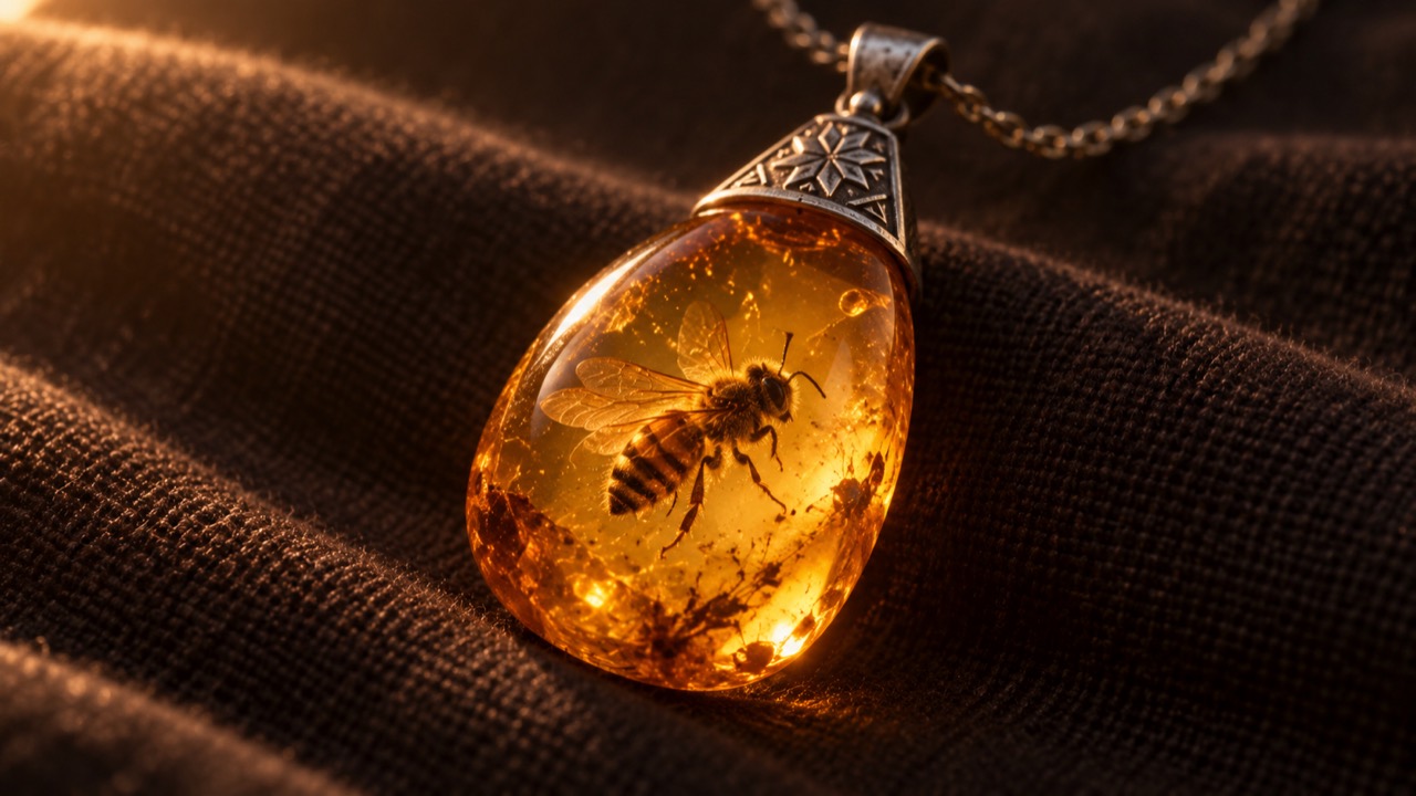 The grandmother's amber, with the bee